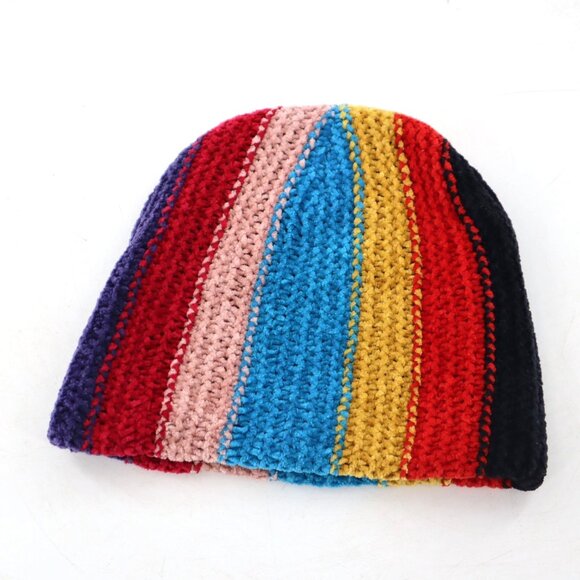Chenille Crochet Beanie Unisex O/S Kidcore Soft Girl Boho Casual Streetwear Ski - Picture 2 of 9